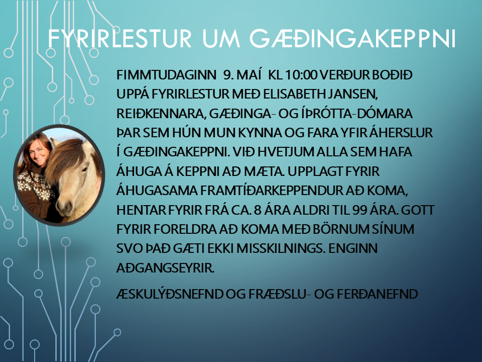 Fyrirlestur um gæðingakeppni