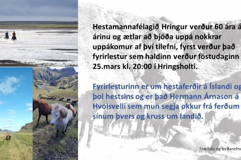 Fyrirlestur um hestaferðir á Íslandi 25.mars