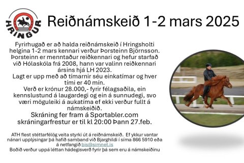 Reiðnámskeið 1-2 mars