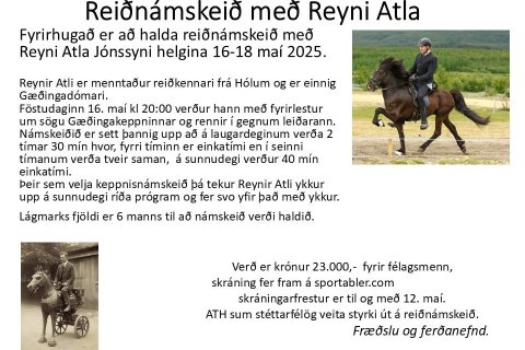 Reiðnámskeið með Reyni Atla -   AFLÝST !!!!