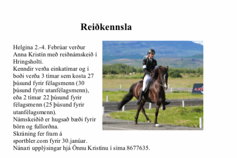 Reiðnámskeið Anna Kristín